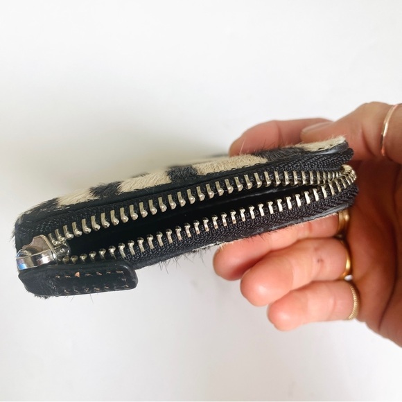 Club Monaco zip around calf hair leather wallet NEW - Picture 4 of 10